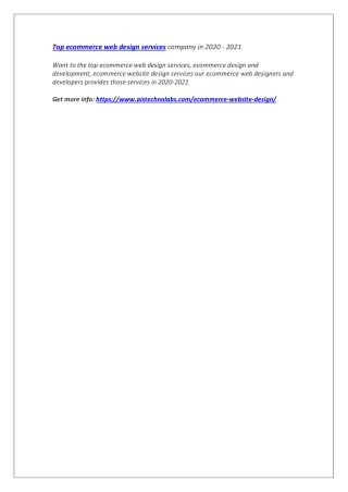 top ecommerce web design services company in 2020