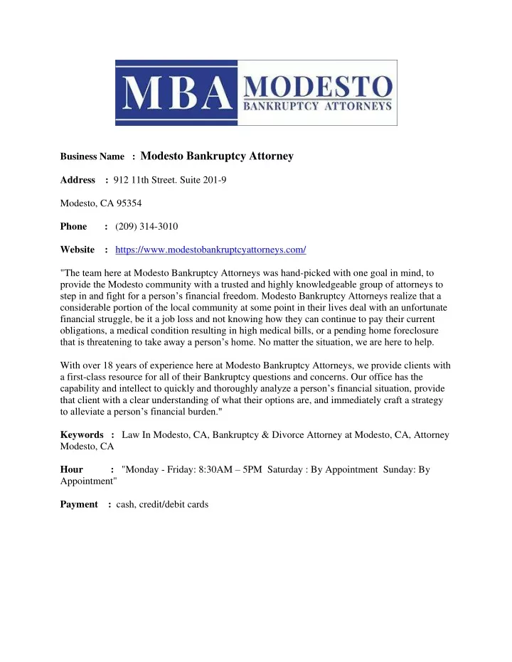 business name modesto bankruptcy attorney