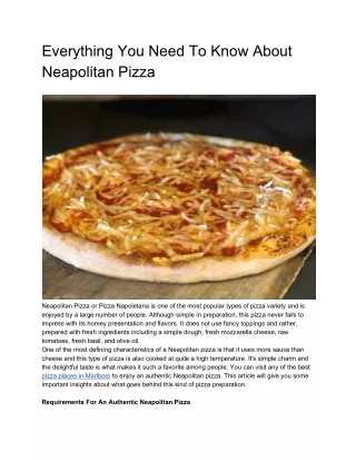 Everything You Need To Know About Neapolitan Pizza