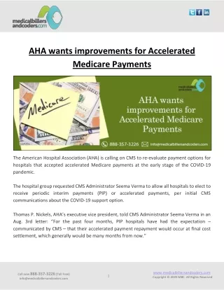 aha wants improvements for accelerated medicare