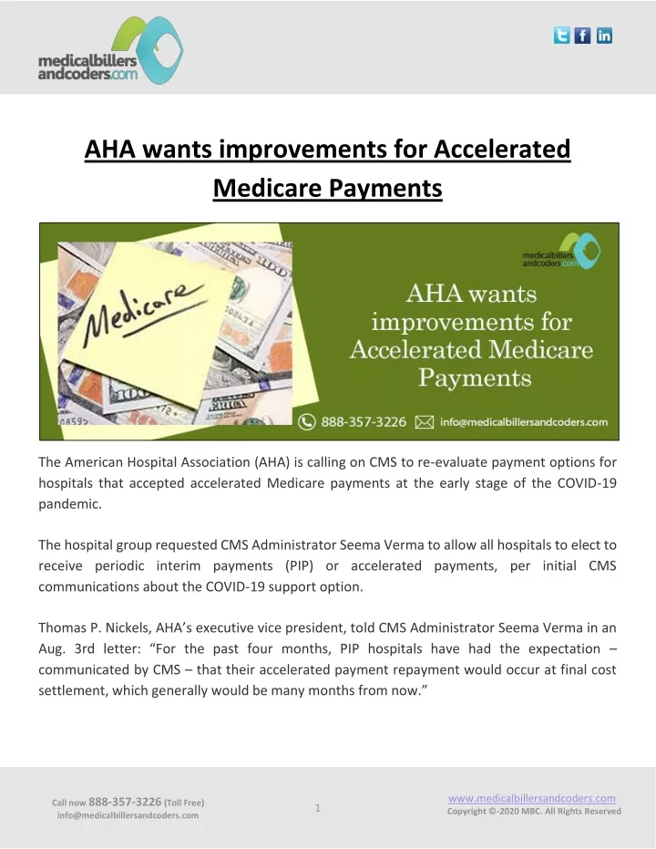 aha wants improvements for accelerated medicare