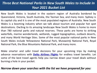 Three Best National Parks in New South Wales to Include In Your 2021 Bucket List