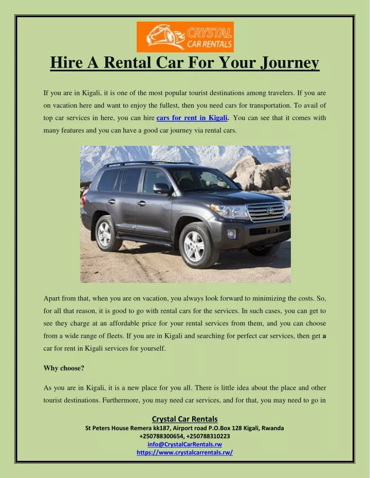hire a rental car for your journey