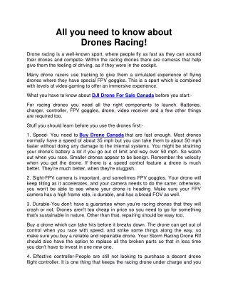 All you need to know about Drones Racing!