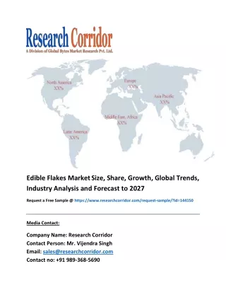 Global Edible Flakes Market Size, share, Growth, Future Prospects, Forecast to 2027