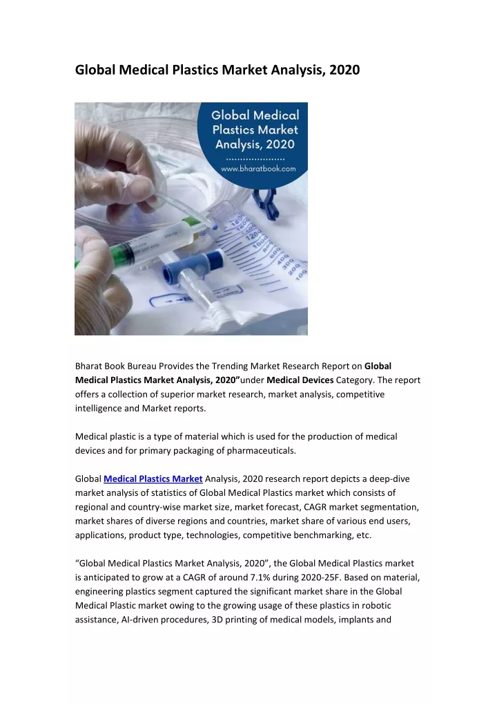 global medical plastics market analysis 2020