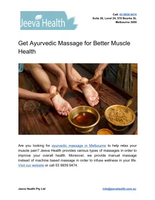 Get Ayurvedic Massage for Better Muscle Health