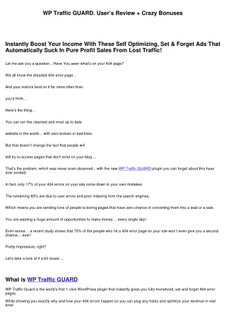 WP Traffic GUARD. User’s Review   Crazy Bonuses