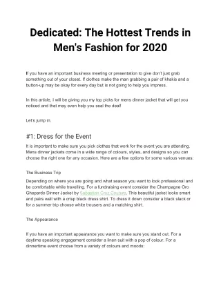 Dedicated: The Hottest Trends in Men's Fashion for 2020