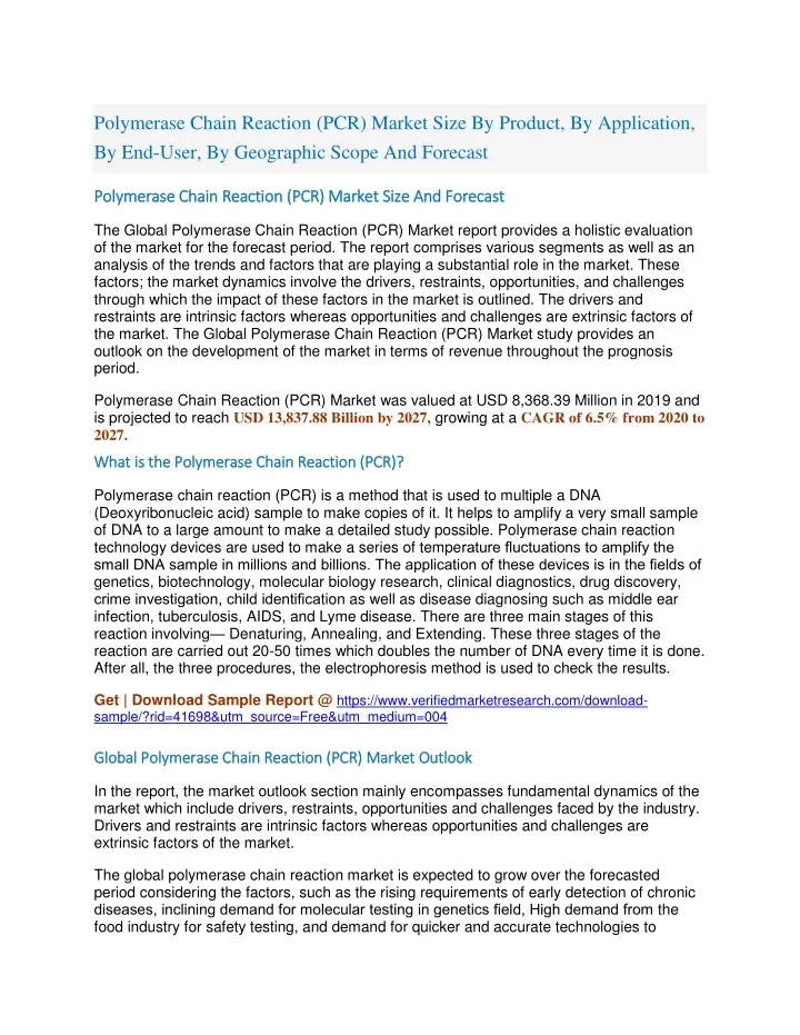 polymerase chain reaction pcr market size