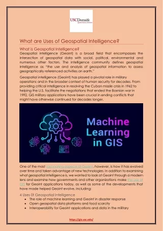 what are uses of geospatial intelligence