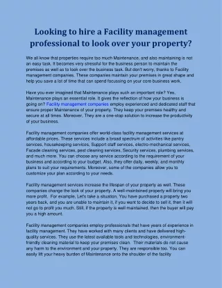 looking to hire a facility management