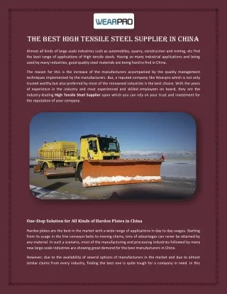 The Best High Tensile Steel Supplier in china