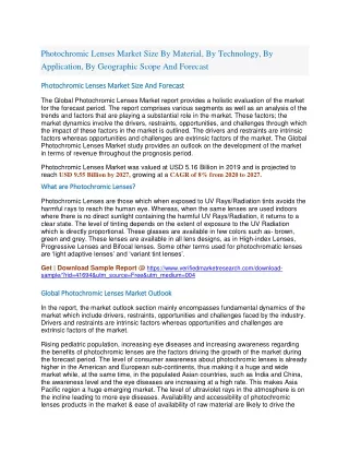 photochromic lenses market size by material