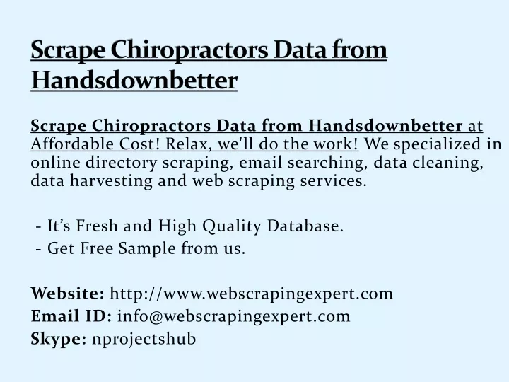 scrape chiropractors data from handsdownbetter