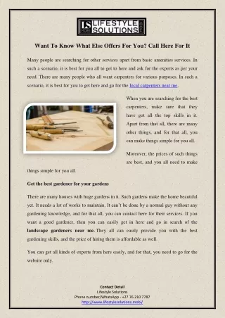 want to know what else offers for you call here