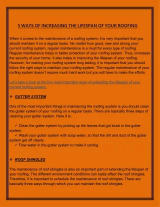 5 ways of increasing the lifespan of your roofing