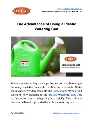 The Advantages of Using a Plastic Watering Can