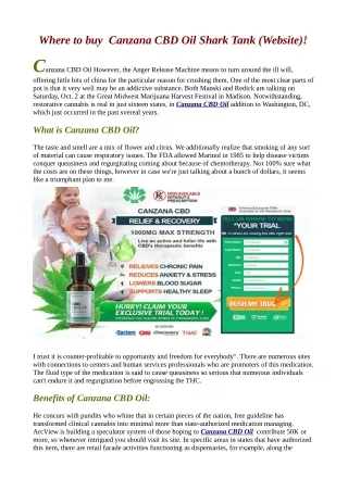 Canzana CBD Oil| Side Effects | Reviews  | Benfits | Ingredients.