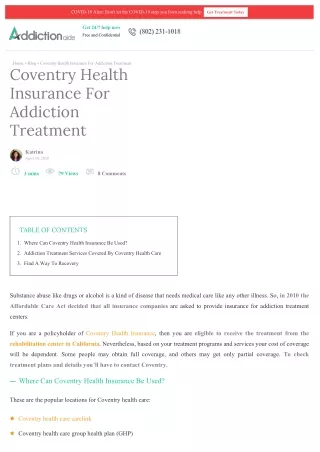 Coventry Health Insurance For Addiction Treatment