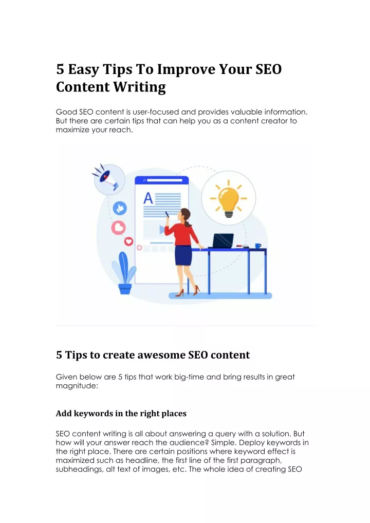 5 easy tips to improve your seo content writing