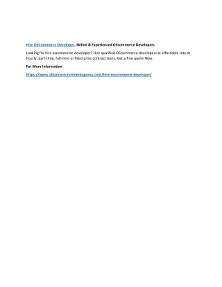hire oscommerce developer skilled experienced