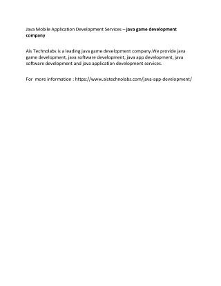 java mobile application development services java