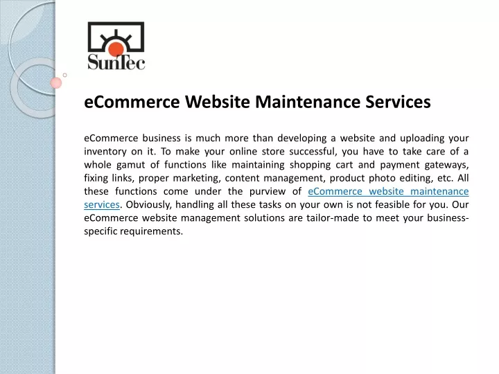 ecommerce website maintenance services
