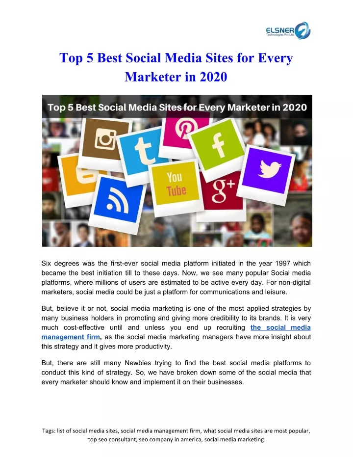 top 5 best social media sites for every marketer