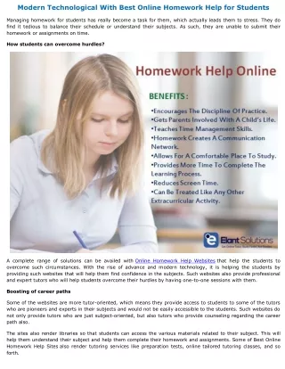Modern Technological WithBest Online Homework Help forStudents
