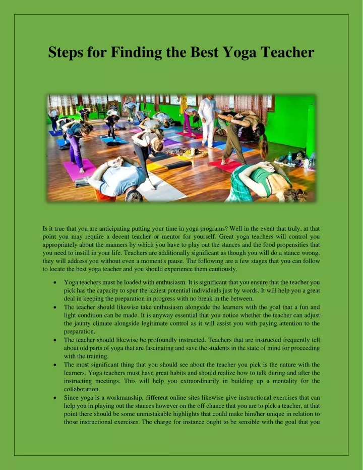 steps for finding the best yoga teacher