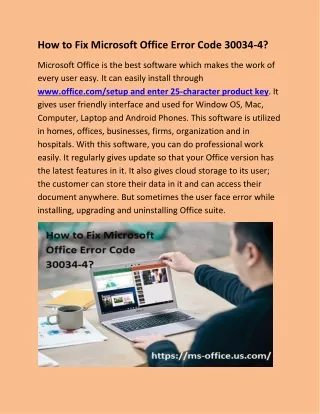 How to Fix Microsoft Office Error Code 30034-4?