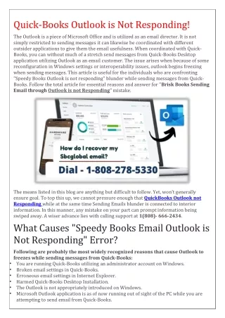 quick books outlook is not responding