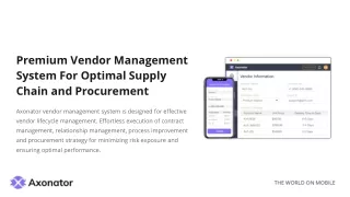 Axonator Vendor Management System | Scalable & Customizable