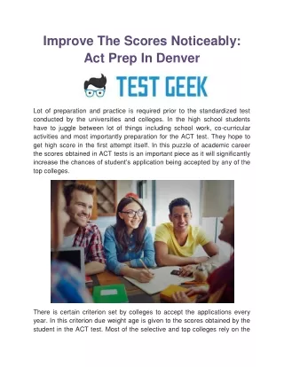 Improve The Scores Noticeably: Act Prep In Denver