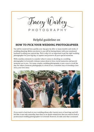 Helpful guideline on how to pick your wedding photographer