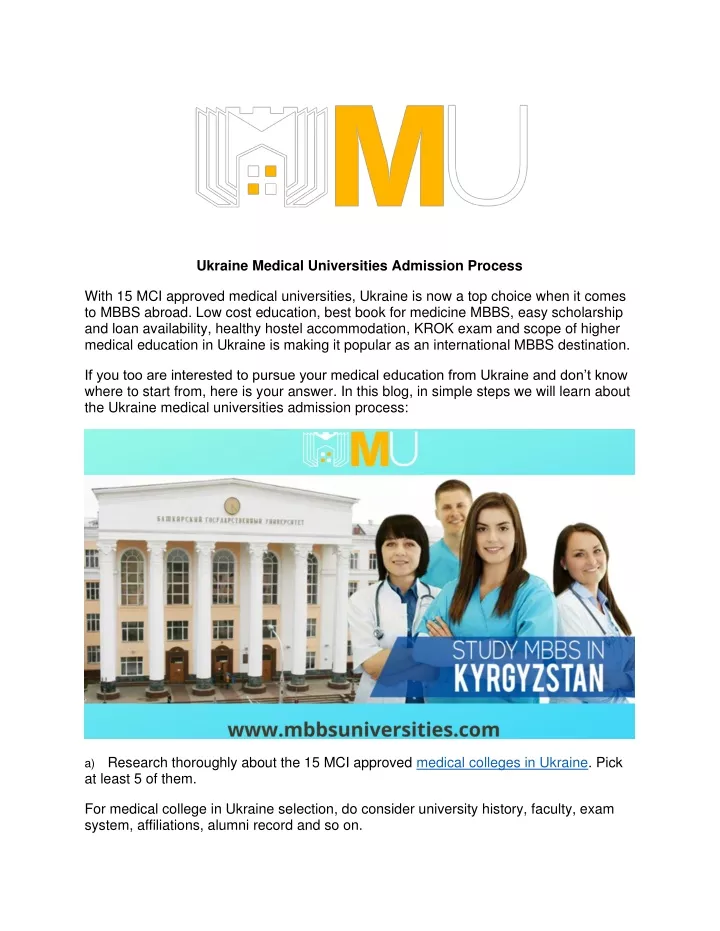 ukraine medical universities admission process