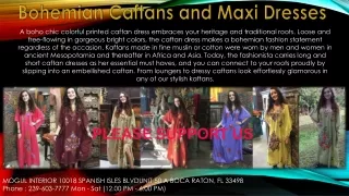 bohemian caftans and maxi dresses