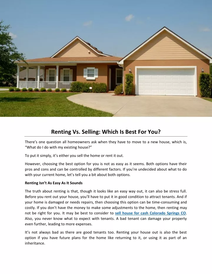 renting vs selling which is best for you