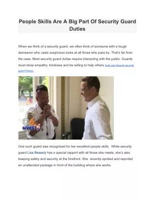 people skills are a big part of security guard