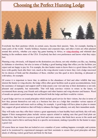 choosing the perfect hunting lodge choosing