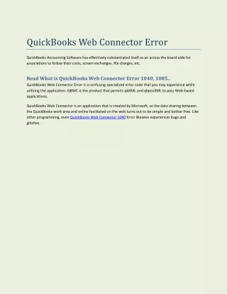 QuickBooks Web Connector Error QBWC1040  || QBWC1085
