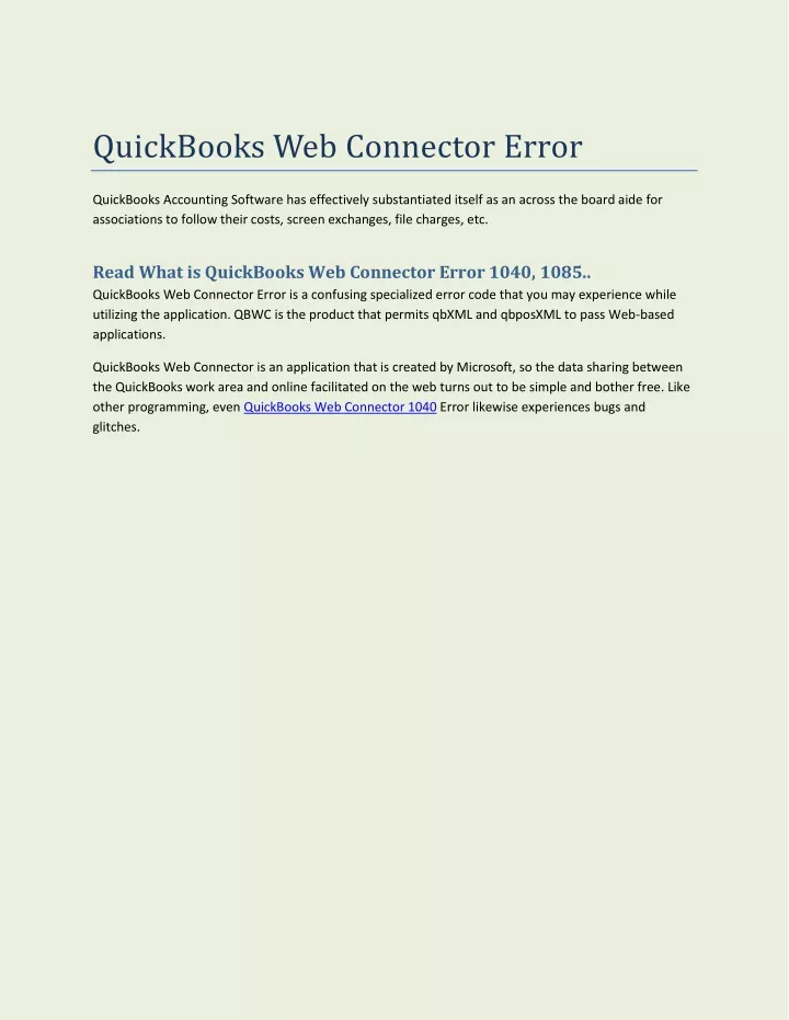 quickbooks web connector error