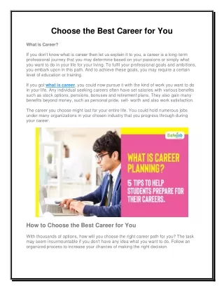choose the best career for you