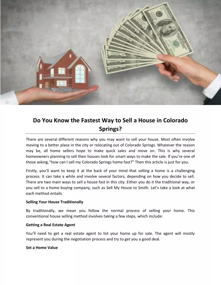 do you know the fastest way to sell a house