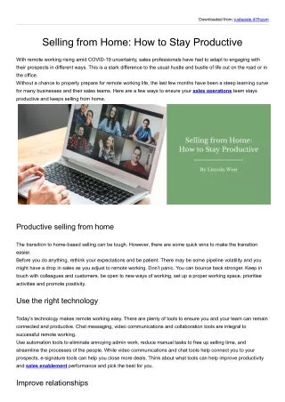 Selling from Home: How to Stay Productive