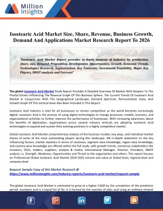Isostearic Acid Market 2020 Industry Research, Share, Trend, Global Industry Size, Price, Future Analysis, Regional Outl