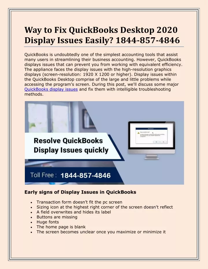 way to fix quickbooks desktop 2020 display issues