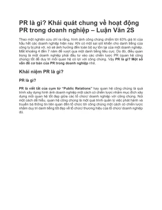 pr l g kh i qu t chung v ho t ng pr trong doanh