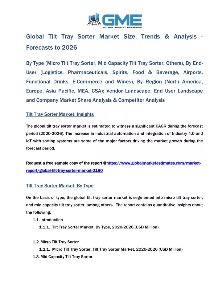 global tilt tray sorter market size trends